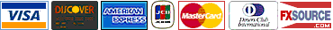 Visa, MasterCard, Discovery, American Express